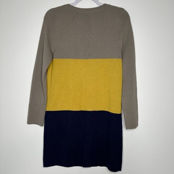 Boden 100% Wool Colorblock Duster Cardigan Coatigan Size 6 Button Topper - Picture 2 of 11